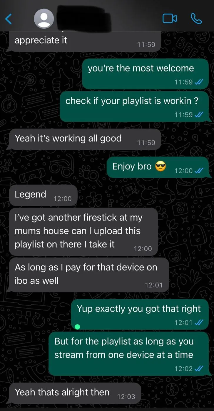 Peter IPTV best IPTV USA - verified customer WhatsApp message